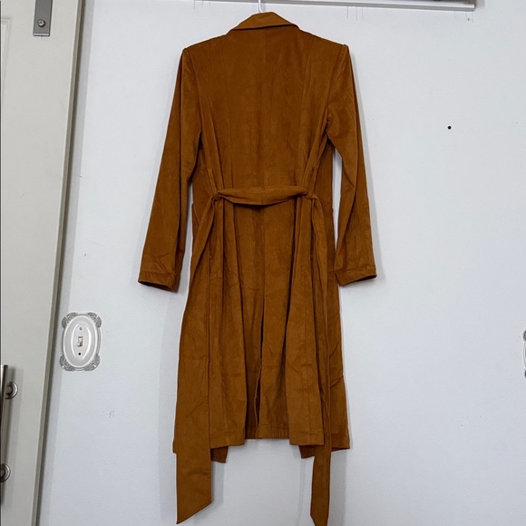 MOTF Tan Belted faux suede trench style coat, small, nwt - Picture 7 of 7